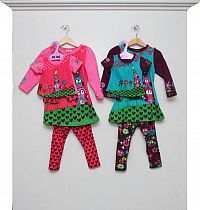 Kleid-Legging-Sets girls & Teddys pink/türkis-lila - OHNE BÄREN