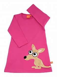 Shirtkleid lang pink Känguru und Eule