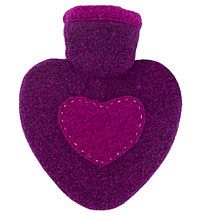 Herz-Wärmflaschen mit Fleecebezug himbeere und grapefruit
