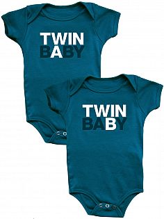 Bodys TWIN BABY A rot und B blau