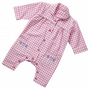 Schlafanzug-Overalls rosa-, rot- und blau-kariert