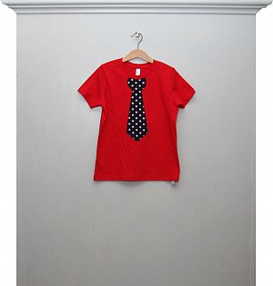Shirt rot mit dunkelblauer Krawatte Punkte