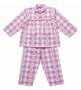 Strampler und Schlafanzug Karo pink Herzchen
