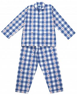 Strampler und Schlafanzug Karo blau Sternchen