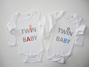 Bodys Twin Baby A rot und B blau