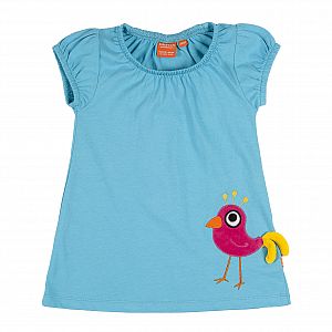 Jumpsuit und Shirtkleid blau Vögelchen