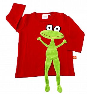 Langarm-Shirts türkis und rot mit Frosch