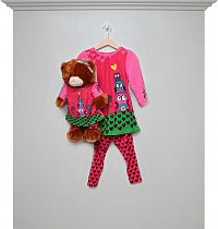 Kleid-Legging-Set girl + Teddy pink mit Bär