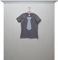 Shirt grau mit hellblauer Krawatte Punkte