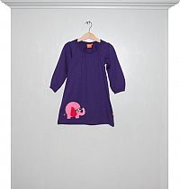 Kleidchen langarm lila mit pinkem Elefant