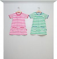 Shirtkleider pink- und grün-weiß-gestreift